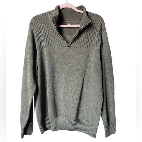 3/$20 Dockers Men’s Knit 100% Cotton Sage Green Pullover 1/4 Zip Sweater (Large) - Picture 1 of 7